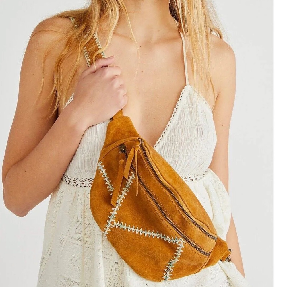 Free People Stitch in Time Leather Sling Boho Bag Purse
